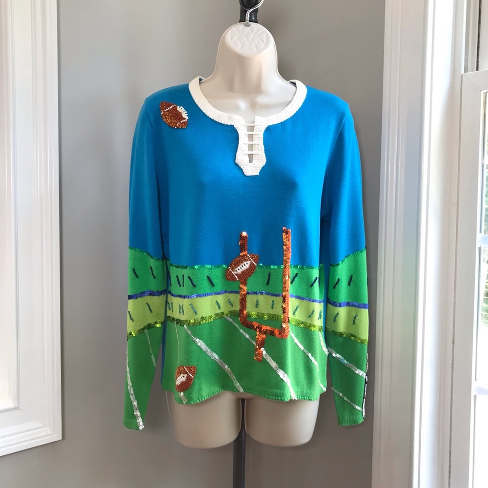Vintage Michael Simon Football Sweater Top ~ Women’s Medium EUC